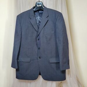 Claiborne Wool Charcoal Houndstooth Blazer Suit Jacket 48 R Career Dark Acadamia